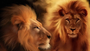 Картинка 295254 рисованное животные +львы лев