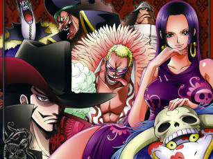 обоя аниме, one, piece, boa, hancock, donquixote, doflamingo, dracule, mihawk, gecko, moria, bartholomew, kuma, marshall, d, teach