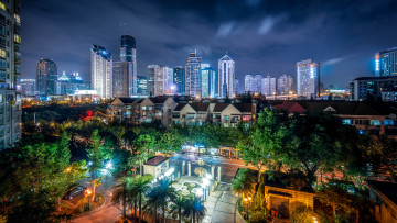 Картинка shanghai china города шанхай китай здания ночной город огни