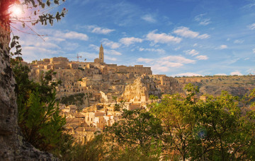 Картинка matera italy города панорамы матера италия здания дома деревья