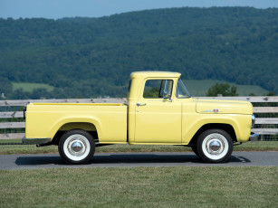 обоя автомобили, ford, pickup, styleside, cab, custom, 1959г, f-100, желтый