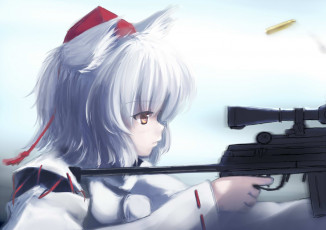 Картинка аниме touhou фон взгляд девушка оружие