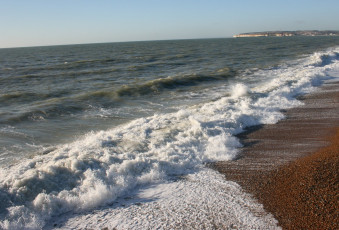 обоя природа, побережье, пена, волны, песок