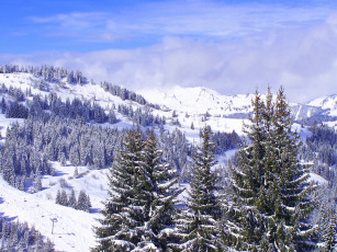 Картинка les gets rhone alpes france природа зима горы франция ле же ели