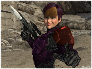Картинка 3д+графика фантазия+ fantasy девушка оружие взгляд