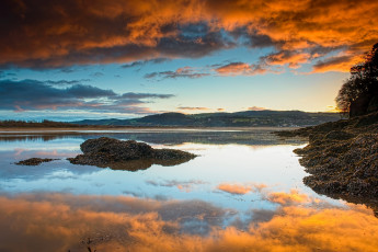 Картинка природа реки озера отражение облака закат устье конви северный уэльс англия