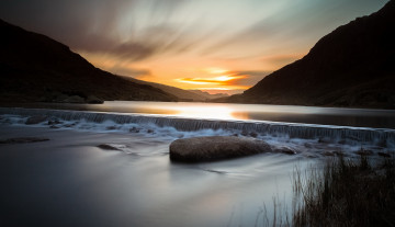 Картинка природа восходы закаты сноудония уэльс горы восход река