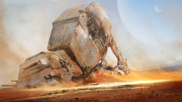 Картинка фэнтези _star+wars star wars звёздные войны робот планета пустыня развалины