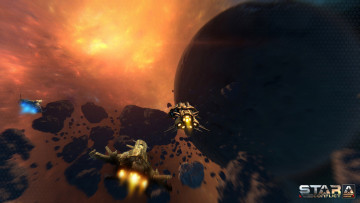 Картинка видео+игры star+conflict космический корабль полет метеориты планета вселенная