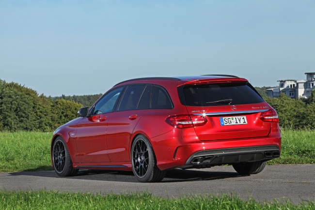 Обои картинки фото автомобили, mercedes-benz, wimmer, rs, mercedes-amg, c, 63, s, estate, s205, 2015г, красный