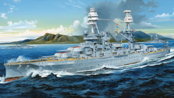 Картинка корабли рисованные arizona флот корабль арт ww2 uss военный battleship линкор американский