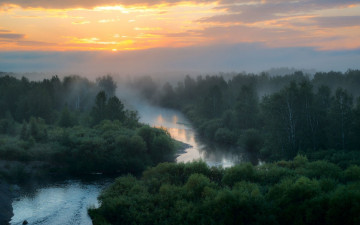 Картинка природа реки озера небо леса туман сергей брагин река оленгуй забайкалье