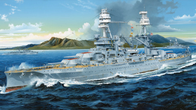 Обои картинки фото корабли, рисованные, arizona, флот, корабль, арт, ww2, uss, военный, battleship, линкор, американский