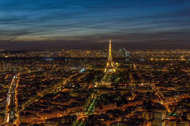 Обои картинки фото города, париж , франция, панорама, ночь