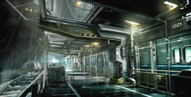 Обои картинки фото видео игры, deus ex,  human revolution, коридор, оборудование, станция