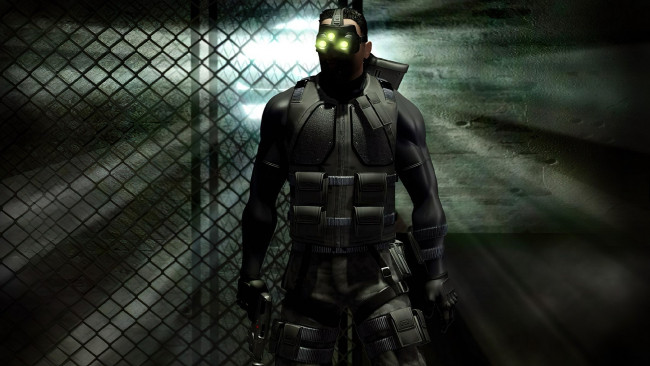 Обои картинки фото видео игры, tom clancy`s splinter cell,  conviction, человек, костюм, гаджеты, оружие, сетка