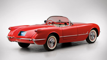 обоя chevrolet corvette с1 , 1954, автомобили, corvette, сhevrolet, сorvette, c1, красный, рoдстeр, ретро