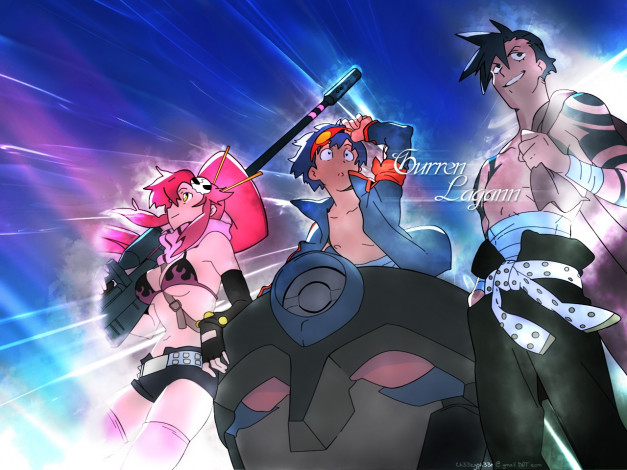 Обои картинки фото аниме, tengen, toppa, gurren, lagann, yoko, littner, simon, kamina