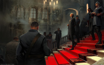 Картинка dishonored видео игры солдаты замок лестница люди