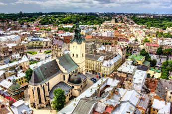 Картинка lviv ukraine города панорамы украина львов здания латинский кафедральный собор