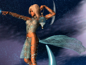 Картинка 3д+графика фантазия+ fantasy девушка звезды вселенная взгляд планеты