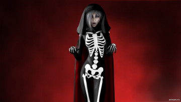 Картинка 3д+графика ужас+ horror фон взгляд девушка смерть