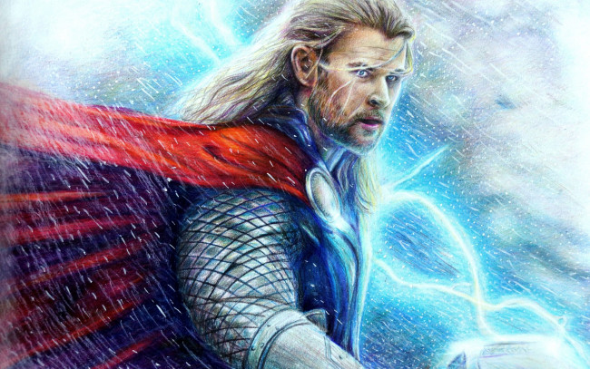 Обои картинки фото рисованное, кино, бог, thor, the, dark, world, chris, hemsworth