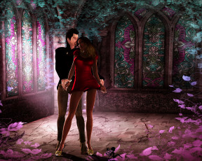 Картинка 3д+графика романтика+ romantics девушка взгляд фон мужчина