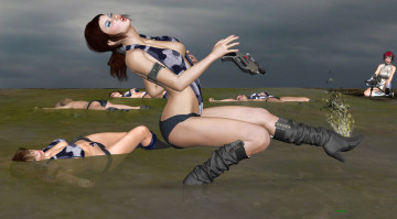 Картинка 3д+графика фантазия+ fantasy взгляд девушки фон кровь оружие батальон сражение бой