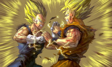 Картинка аниме dragon+ball anime art dragon ball son gokuu vegeta битва парни