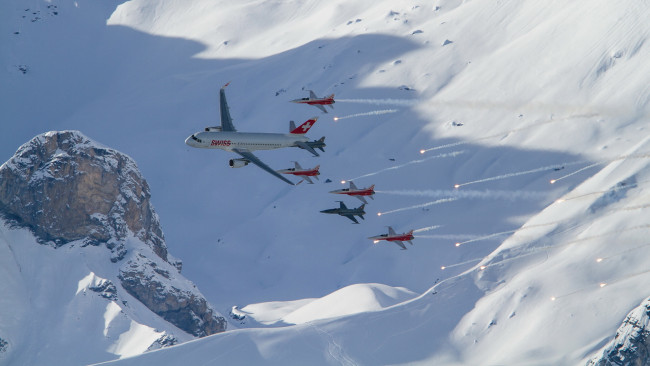 Обои картинки фото авиация, разные вместе, снег