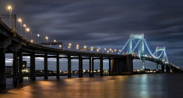 Картинка throgs+neck+bridge города -+мосты мост огни ночь