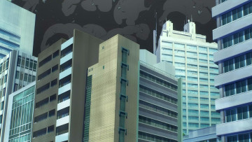 Картинка рисованное города взрыв здание небоскреб