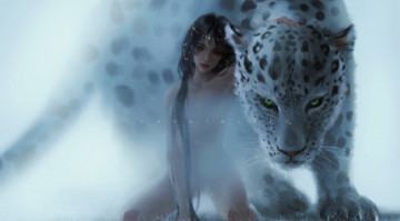 Картинка фэнтези _ghost+blade+ +призрачный+клинок девушка зверь барс
