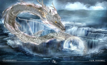 Картинка рисованное кино +мультфильмы дракон небожитель водопад