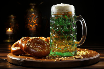 обоя еда, напитки,  пиво, зеленое, пиво, брецели