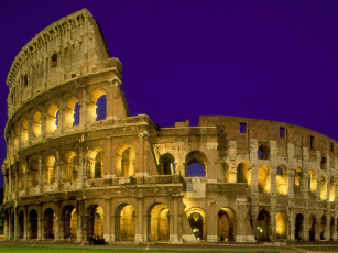 обоя the, coliseum, at, night, rome, italy, города, рим, ватикан, италия
