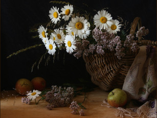 обоя ири©ка, ромашками, цветы, букеты, композиции