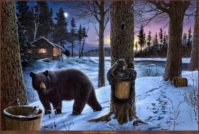 Обои картинки фото ervin, molnar, рисованные, медведи
