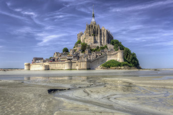 Картинка mont+saint+michel города крепость+мон-сен-мишель+ франция крепость остров побережье