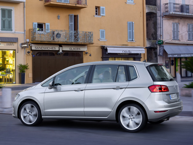 Обои картинки фото автомобили, volkswagen, golf, sportsvan, tdi, 2014, серый