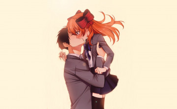 Картинка аниме gekkan+shoujo+nozaki-kun парень девушка поцелуй