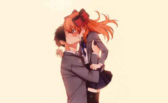 Обои картинки фото аниме, gekkan shoujo nozaki-kun, парень, девушка, поцелуй
