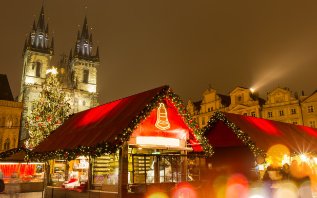 Обои картинки фото города, прага , Чехия, новый, год, night, decoration, украшения, город, prague, christmas, tree, рождество, holiday, celebration, улица, xmas, design, домик, игрушки, елка, merry, прага, city, lights