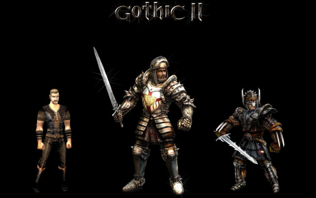 Обои картинки фото видео игры, gothic ii, рыцари, оружие