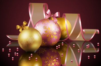 Картинка праздничные 3д графика новый год элегантный золотистый красота рождество новогодние шары холод цвета