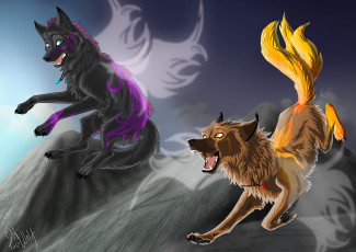 Картинка рисованные животные +сказочные +мифические волки