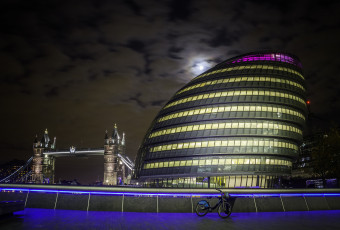 Картинка города лондон+ великобритания мост дом огни ночь англия лондон