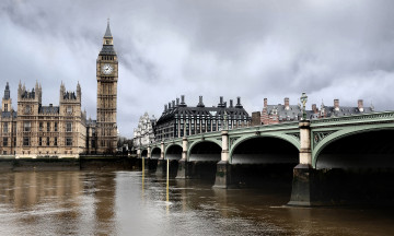 обоя города, лондон , великобритания, мост, лондон, река, дома