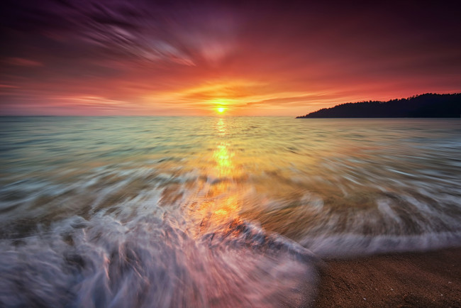 Обои картинки фото природа, восходы, закаты, океан, заря